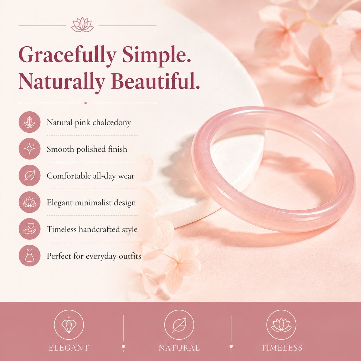 Pink Chalcedony Bangle