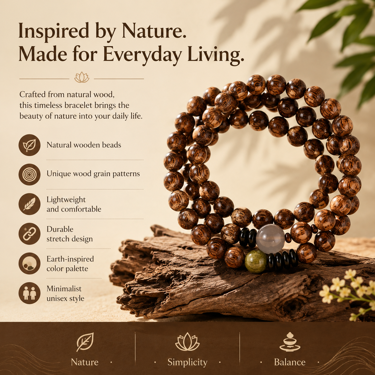 Sandalwood Meditation Mala Bracelet