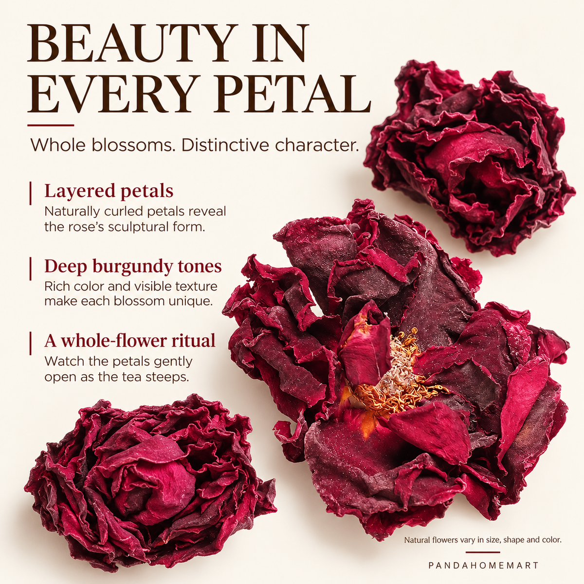 Mo Hong Rose Whole Blossoms with Deep Burgundy Layered Petals