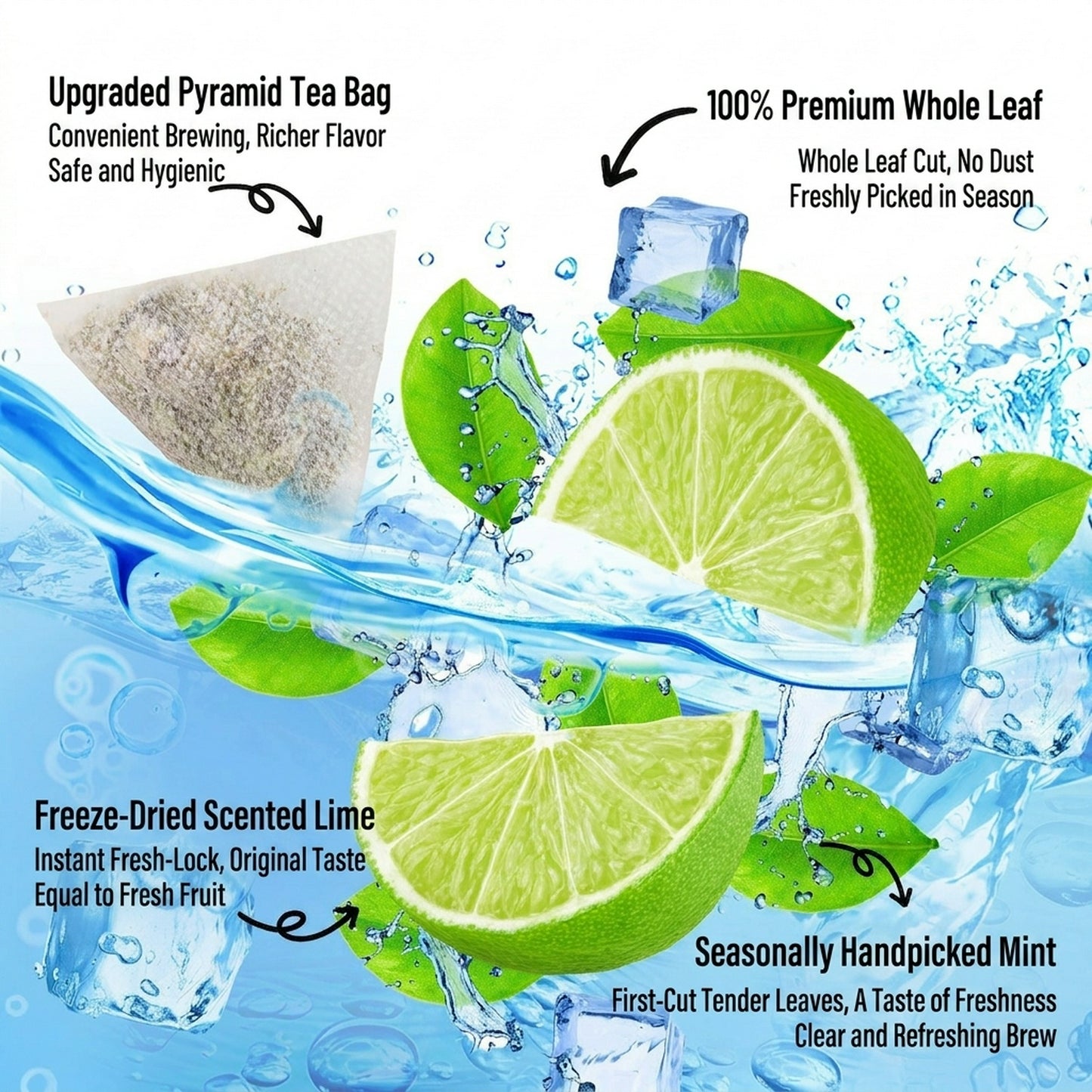 Premium Freeze Dried Mint Lemon Tea Cubes – Instant Wellness Fruit Tea for Refreshing Hydration, Slow Living & TikTok Aesthetic Drinks