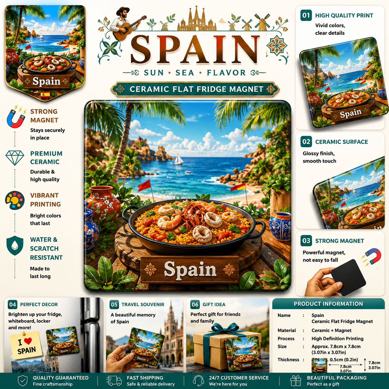 Spain Ceramic Fridge Magnet
