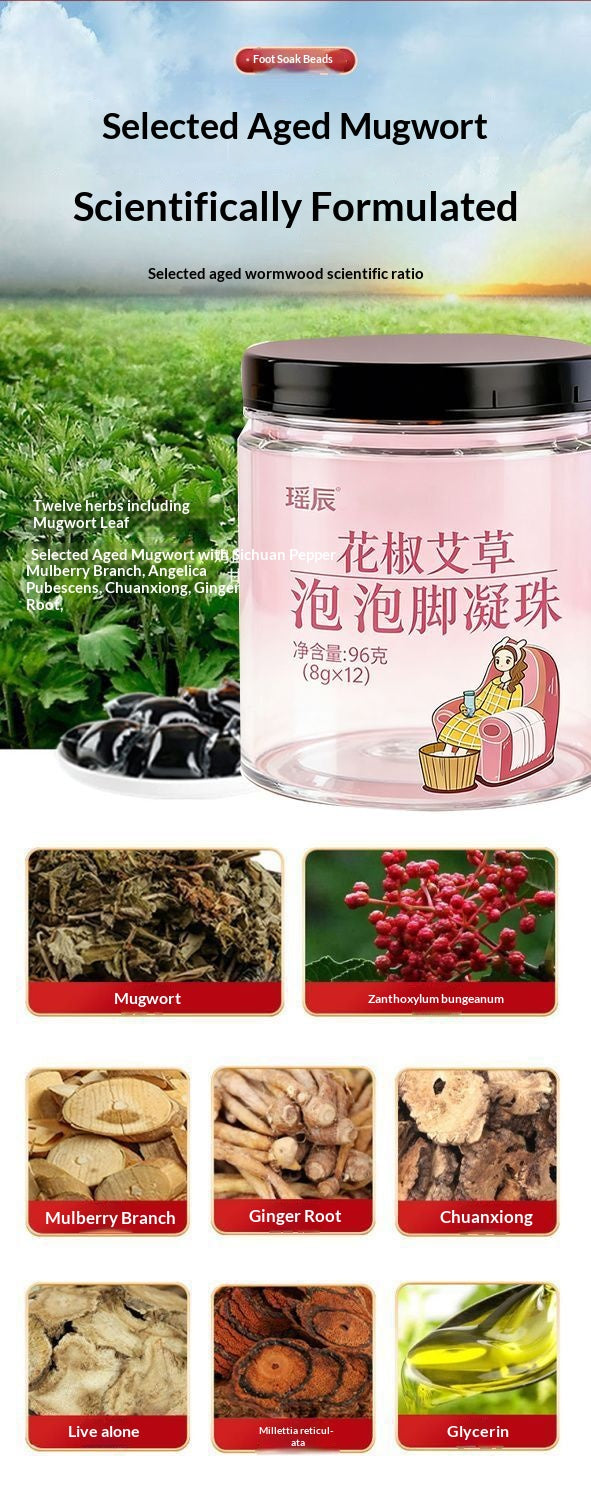 Chinese Herbal Foot Soak Beads – Mugwort & Sichuan Pepper Relaxing Foot Bath for Sleep, Warmth & Oriental Wellness | Home Spa Self-Care Ritual