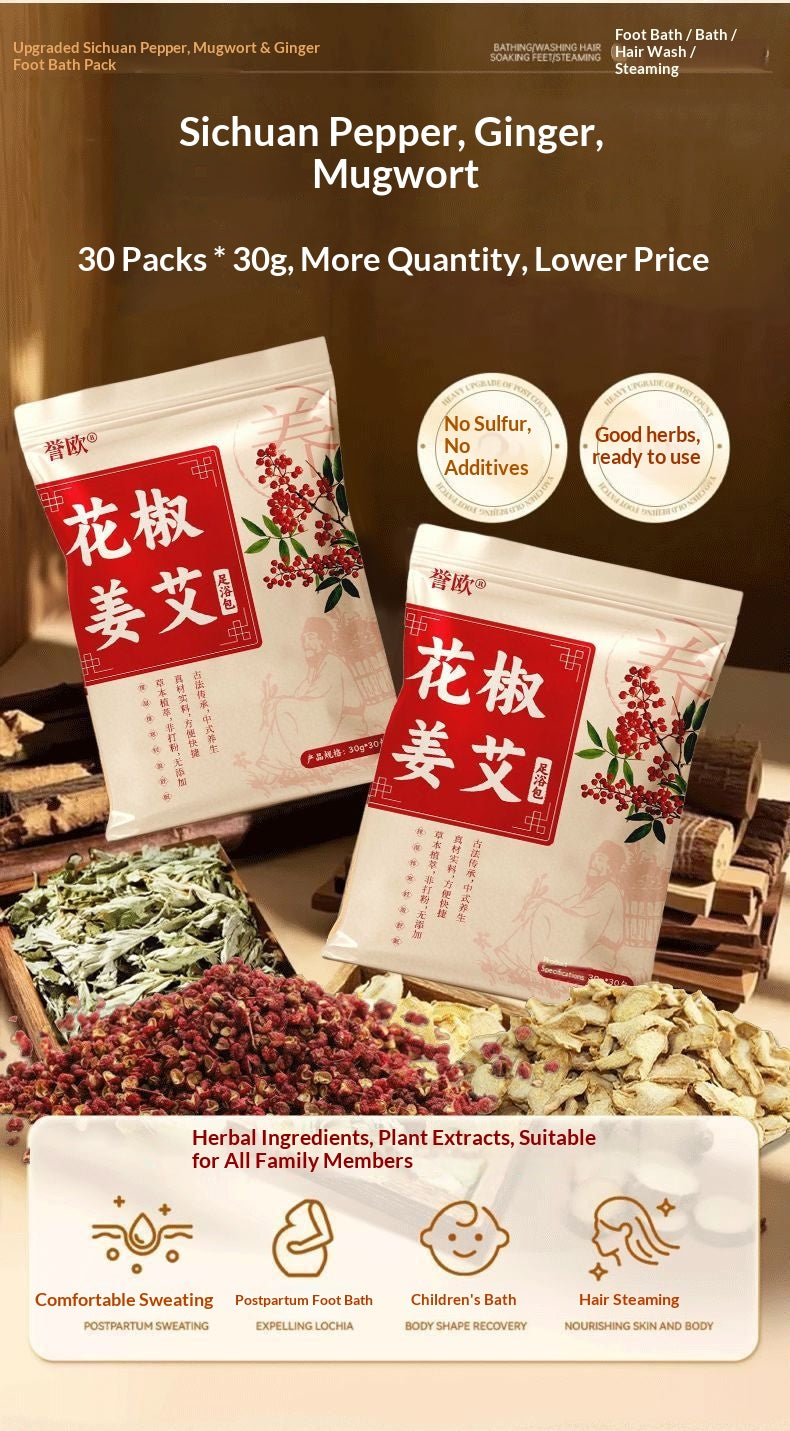 inger Mugwort & Sichuan Pepper Foot Soak Bags – Traditional Chinese Herbal Foot Bath for Relaxation & Warming Wellness | Oriental Home Spa Ritual