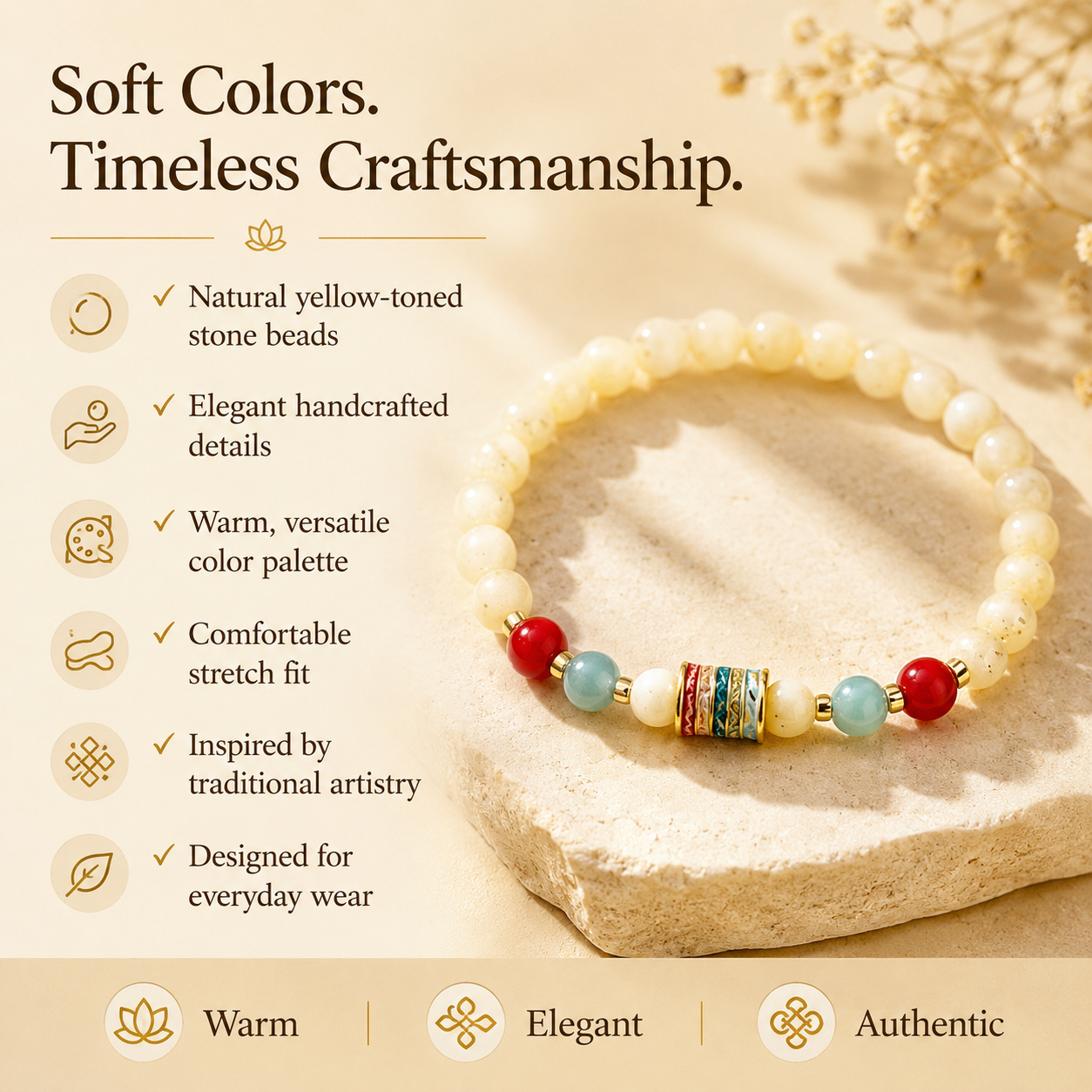 Honey Amber-Inspired & Sandalwood Bracelet