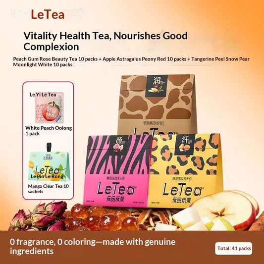 LeTea Apple Astragalus Wellness Tea – Oriental Herbal Red Tea for Energy, Beauty & Autumn Winter Nourishment | Traditional Chinese Wellness Tea Bags