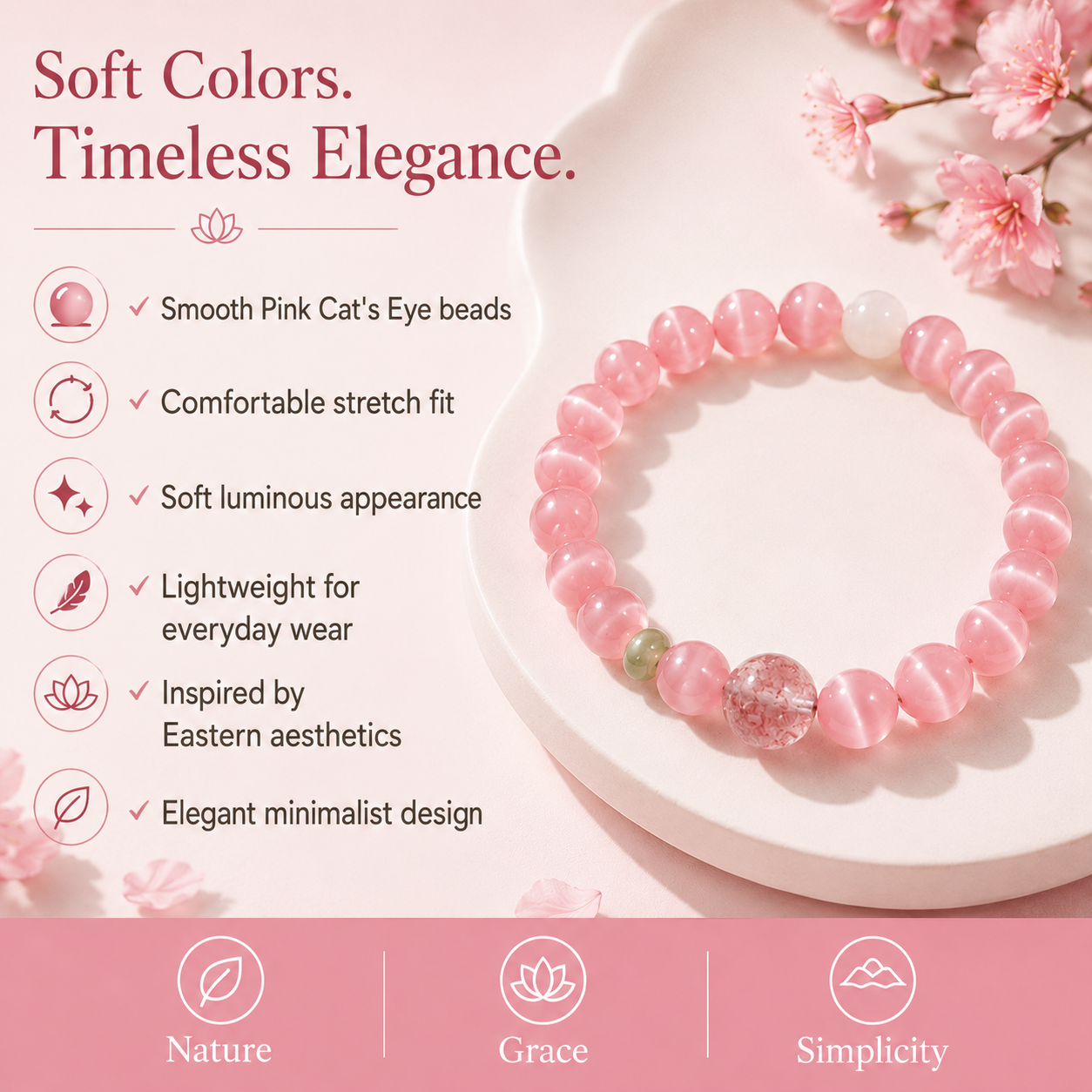 Natural Rose Quartz Bracelet