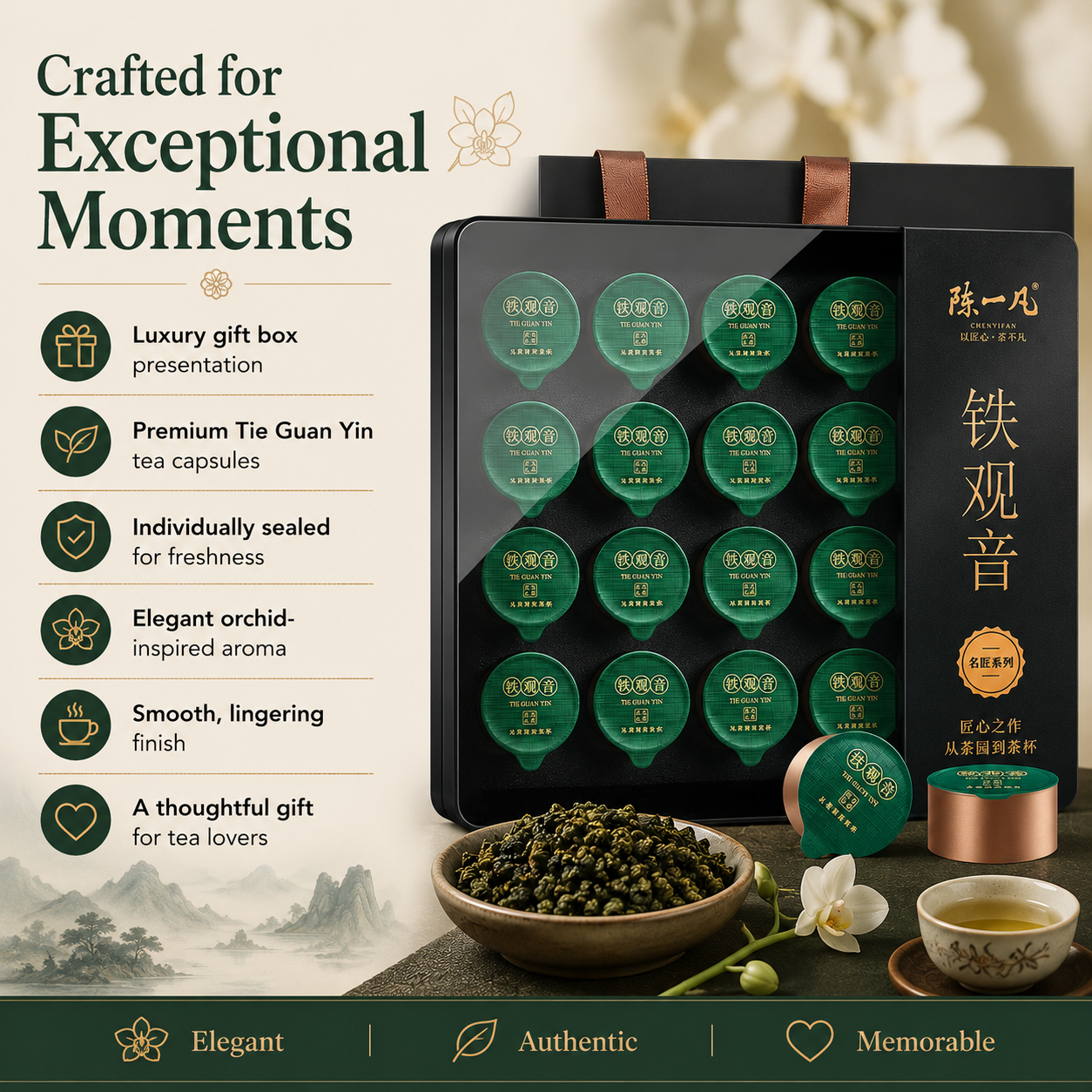 Premium Tie Guan Yin Tea Pods Gift Box