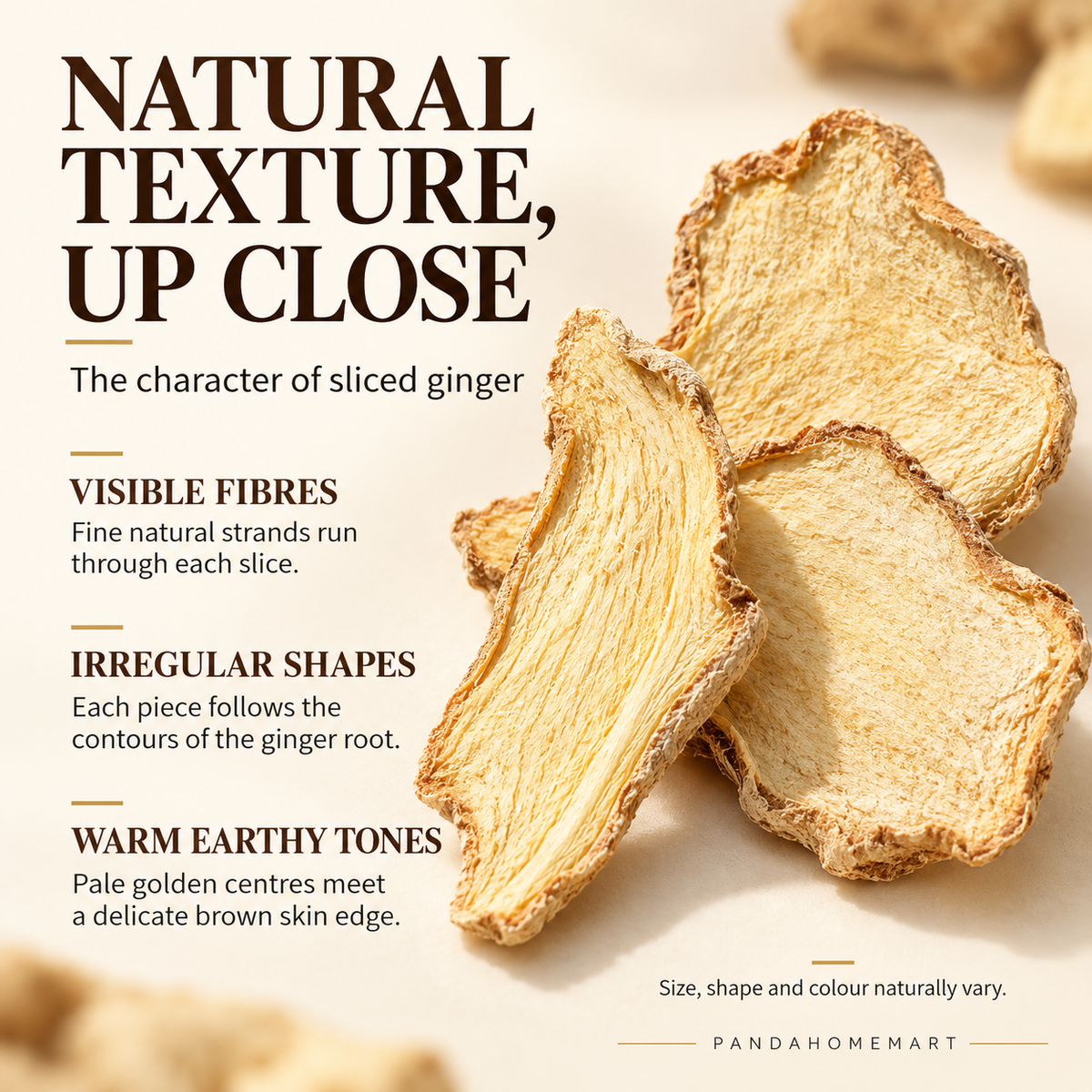 Dried Ginger Root Slices with Natural Golden Color