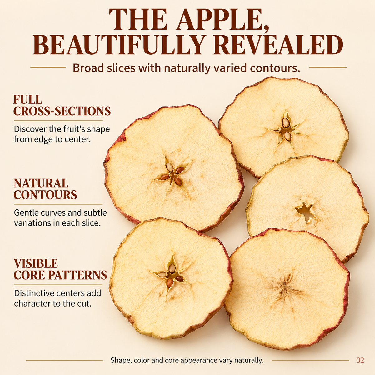 Dried Apple Fruit Slices with Red Peel and Pale Golden Flesh