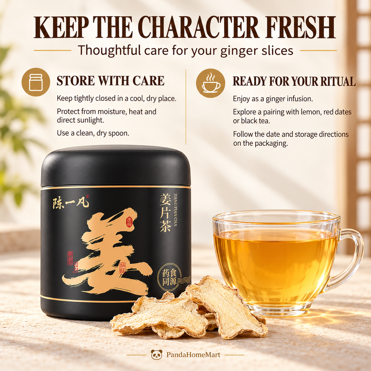 Dried Ginger Slices Warm Golden Botanical Infusion
