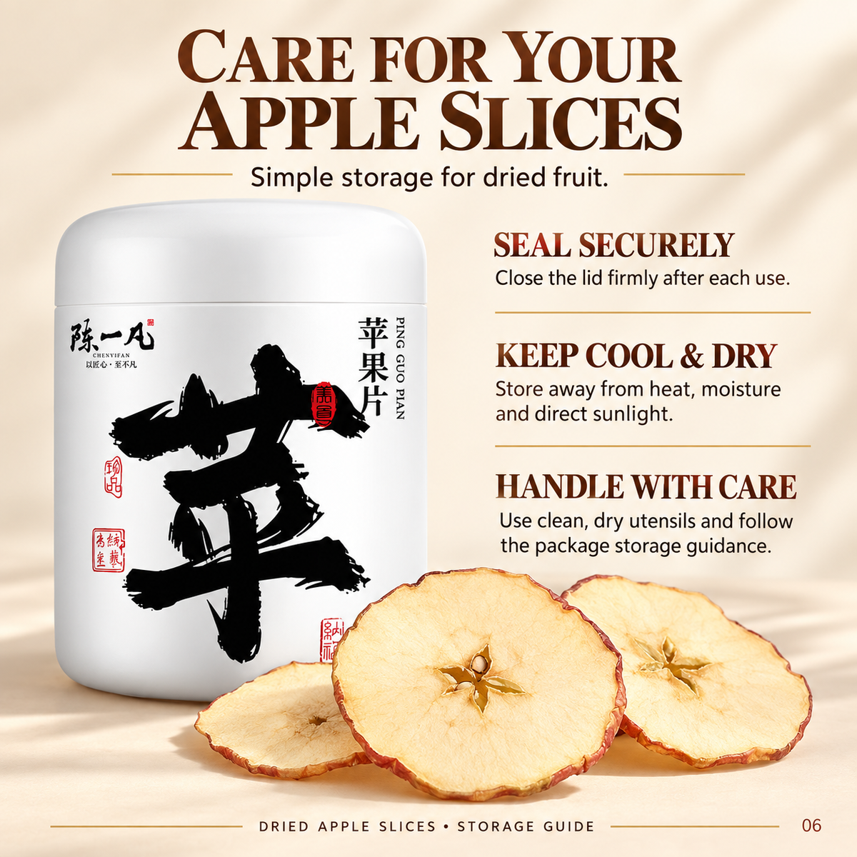 PandaHomeMart Dried Apple Slices 60g Containe