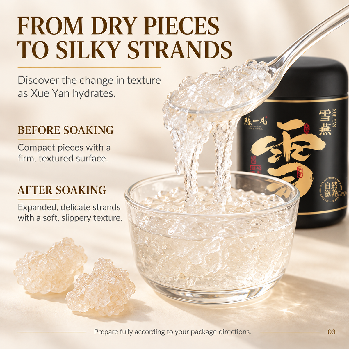 Soaked Snow Swallow with Soft Translucent Gelatinous Texture