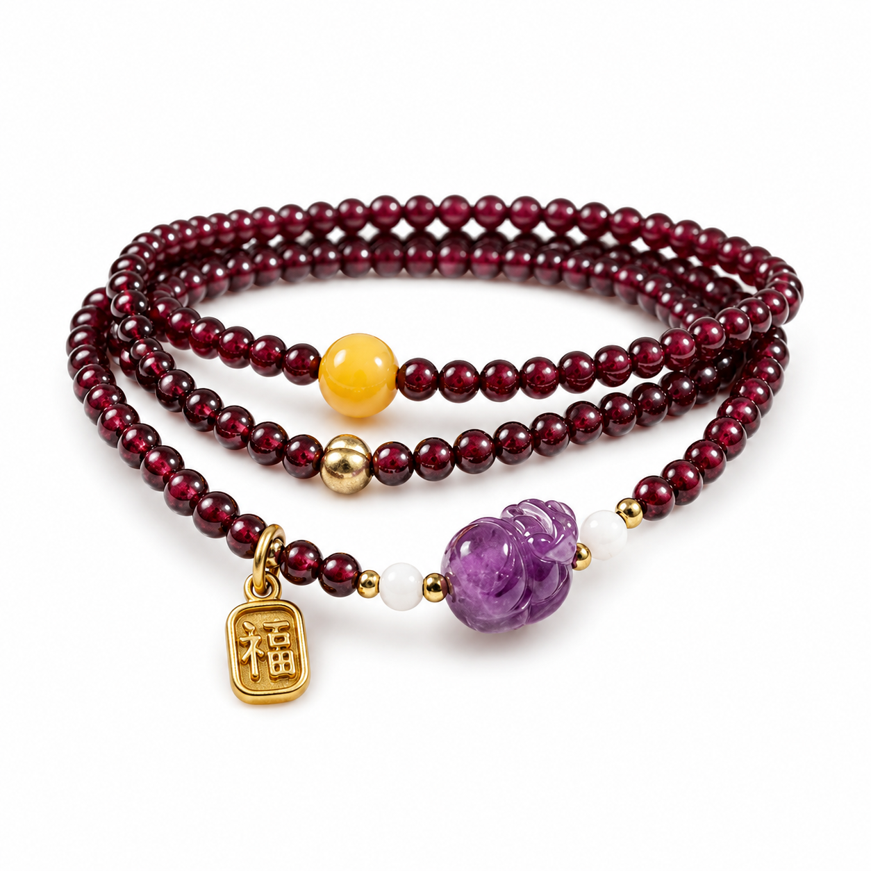 Red Garnet Fortune Mala Bracelet