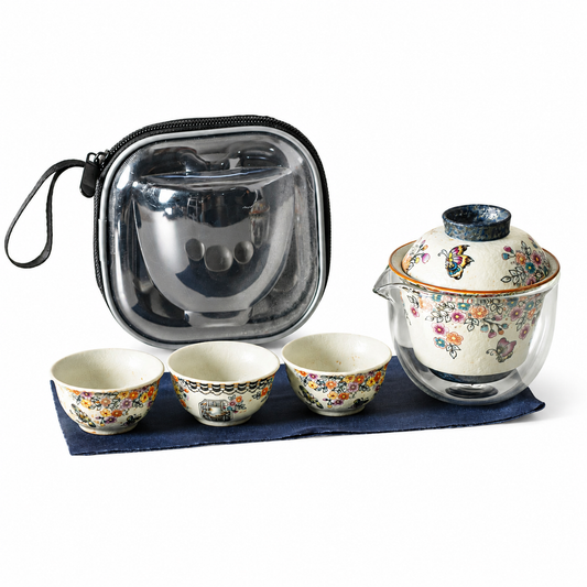 Portable Floral Gaiwan Tea Set with Travel Case™