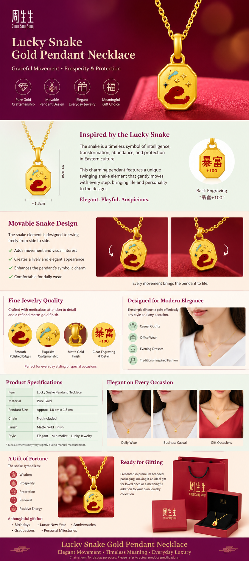 999 Pure Gold Lucky Fortune Wood Fish Pendant – Symbol of Mindfulness, Gratitude & Blessings