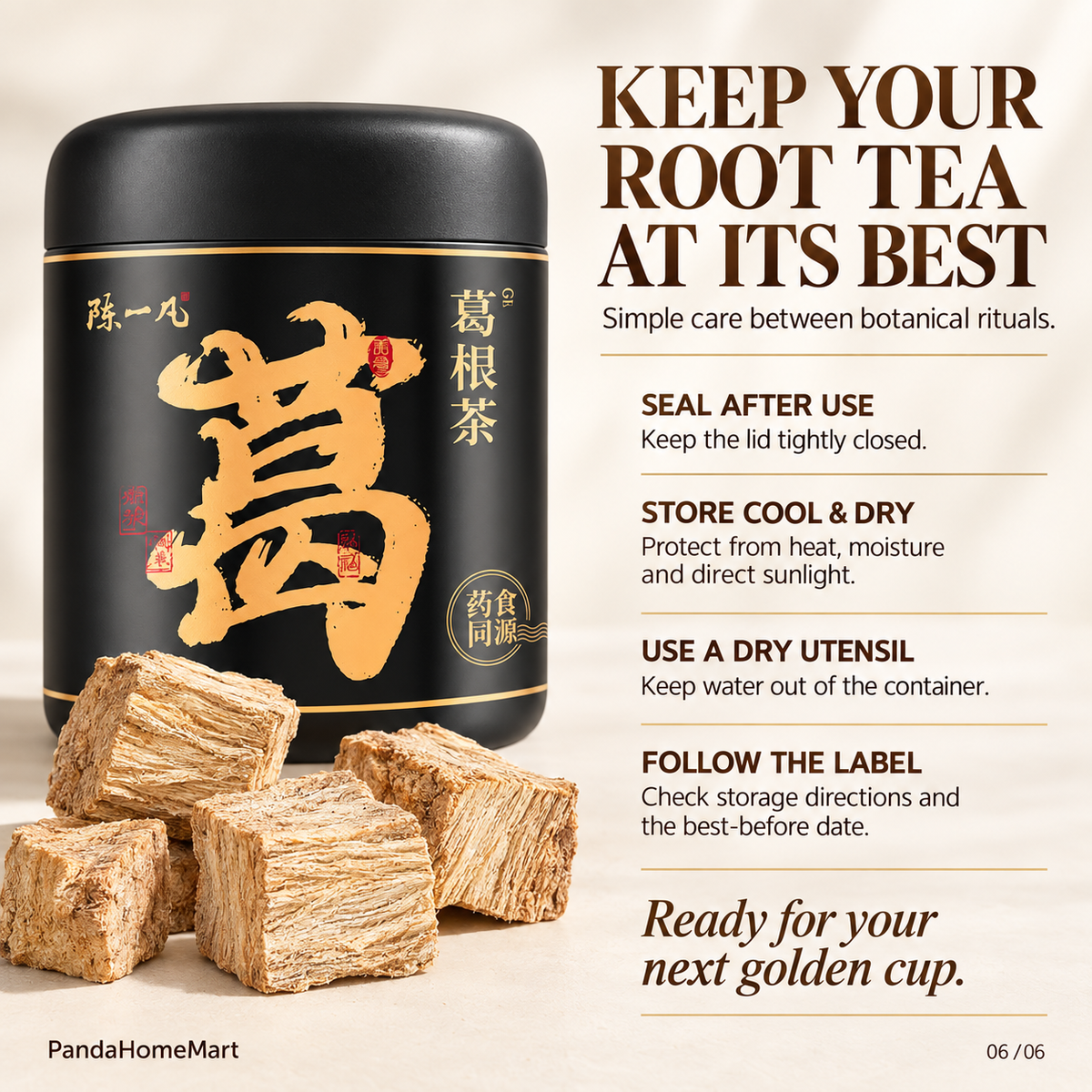 PandaHomeMart Kudzu Root Tea Ge Gen Cha 150g Container
