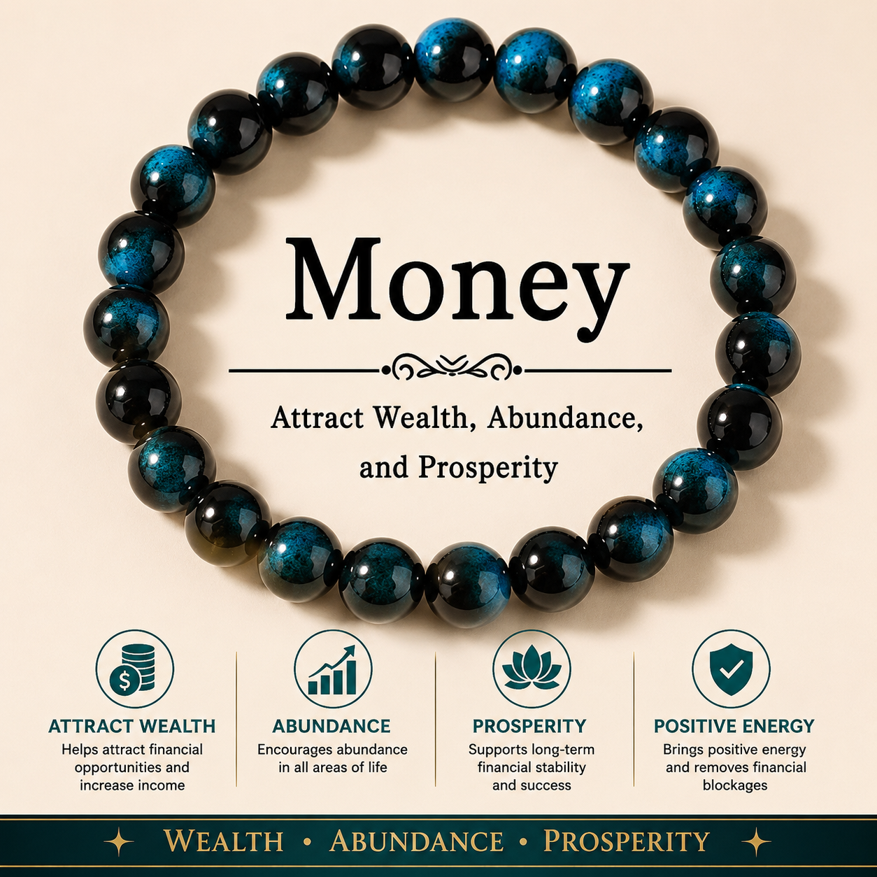 Blue Prosperity Crystal Bracelet™ | Wealth & Abundance Energy Bracelet