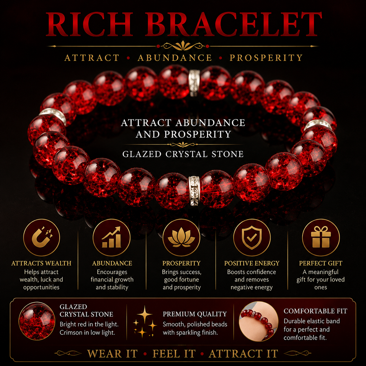Rich Prosperity Crystal Bracelet™ | Red Crystal Wealth & Abundance Bracelet