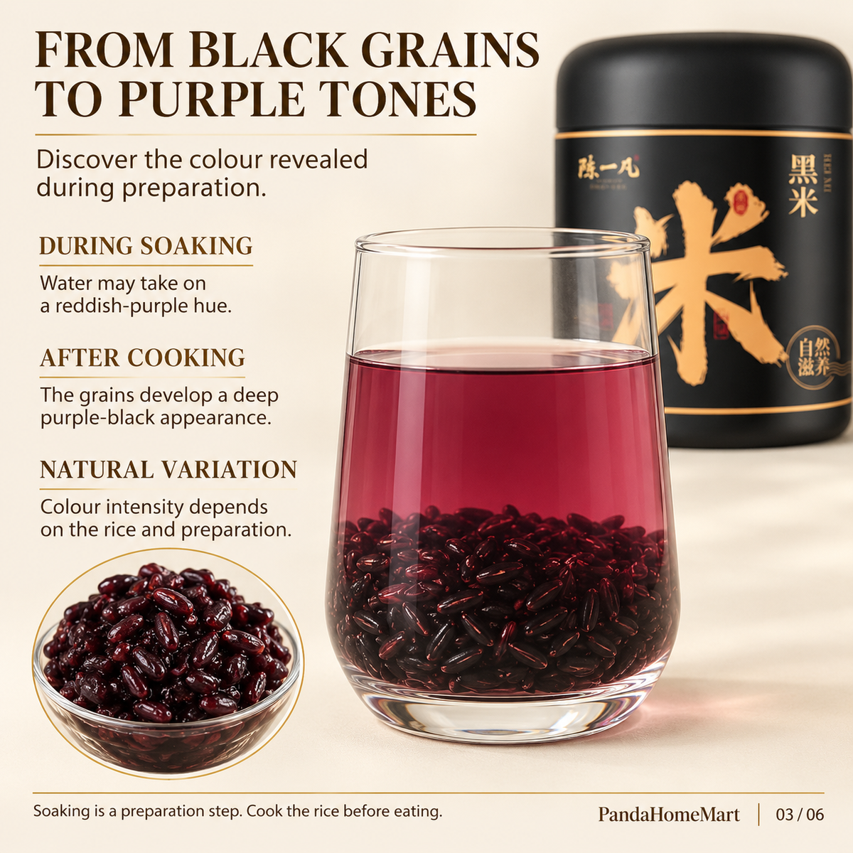Cooked Black Rice with Tender Grain Texture