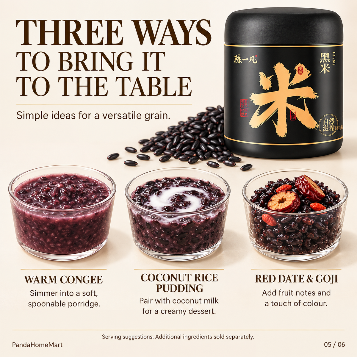 Black Rice for Congee Rice Bowls and Mixed Grain Recipes