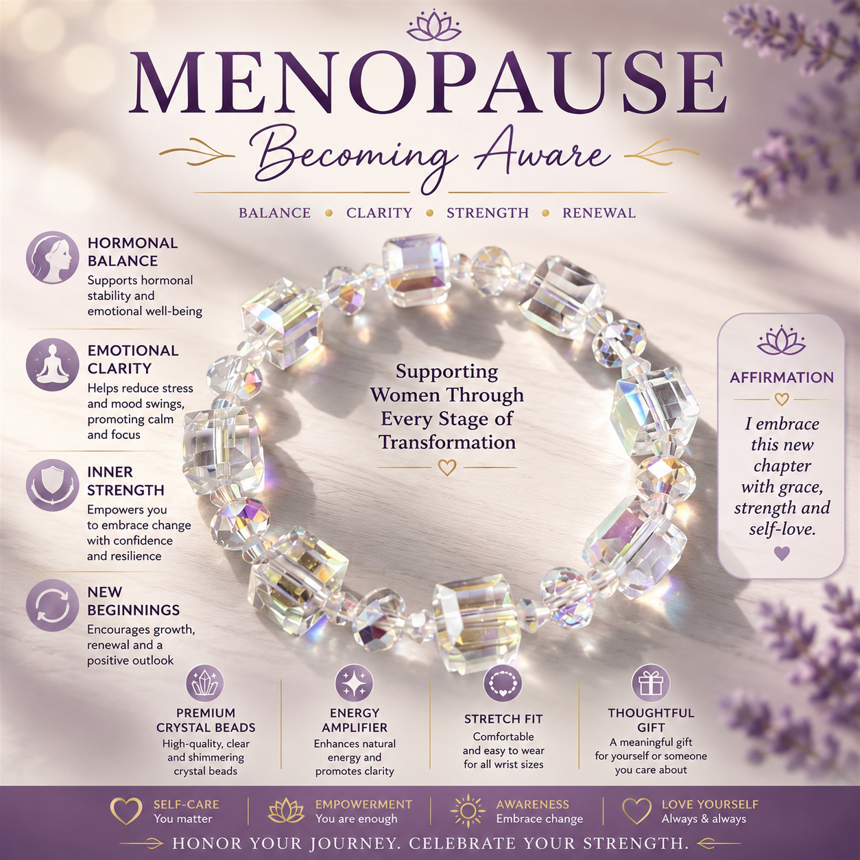 Clarity & Inner Awareness Crystal Bracelet™ | Aurora Crystal Mindfulness Bracelet