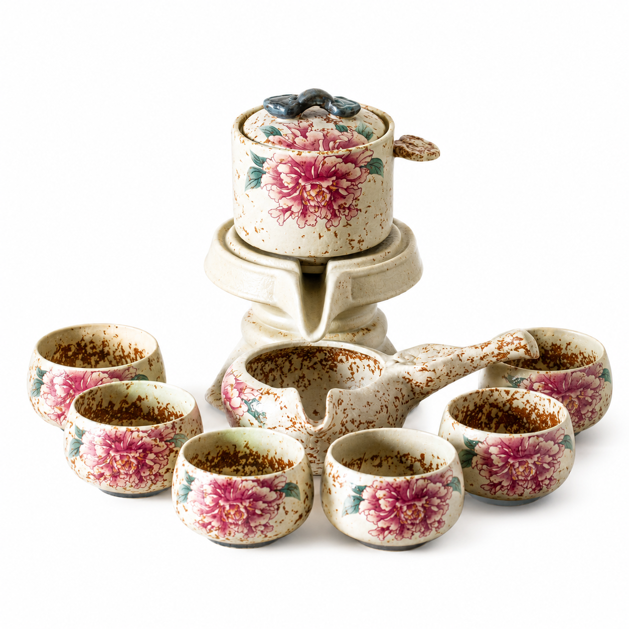 Peony Blossom Lazy Kung Fu Tea Set with Fairness Pitcher &amp; Six Cups™