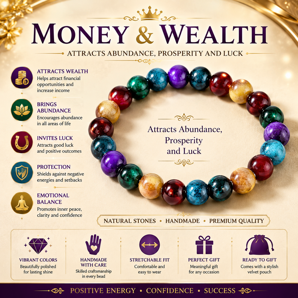 Wealth & Abundance Crystal Bracelet™ | Prosperity & Success Energy Bracelet