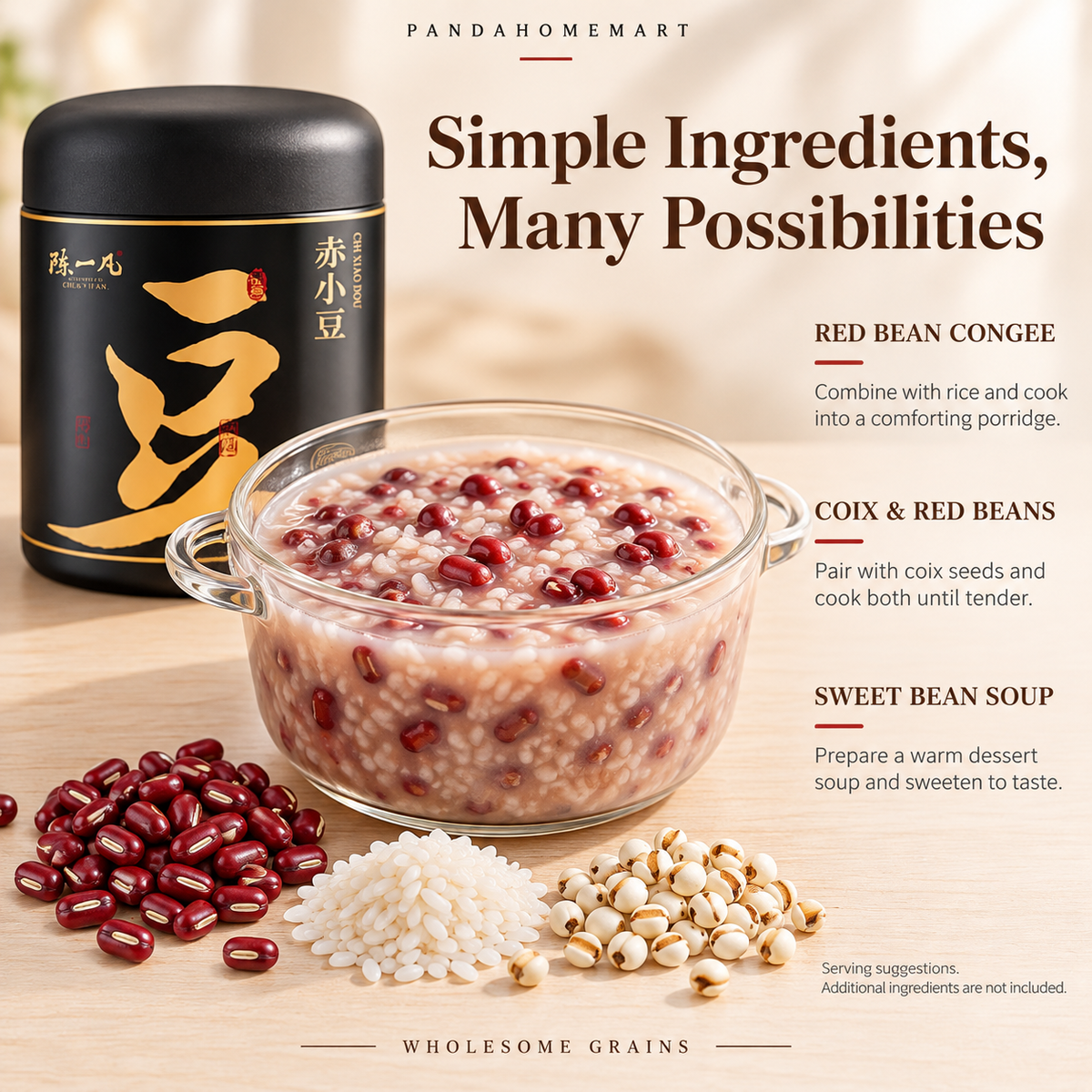 PandaHomeMart Small Red Beans Chi Xiao Dou 400g Container