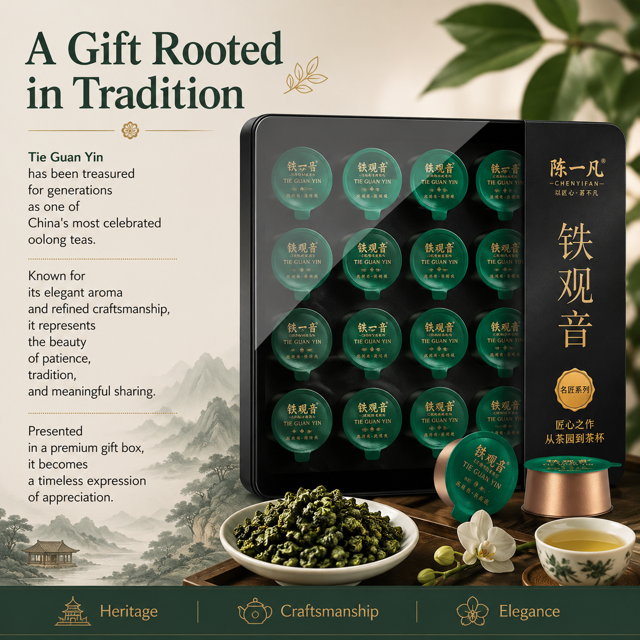Premium Tie Guan Yin Tea Pods Gift Box