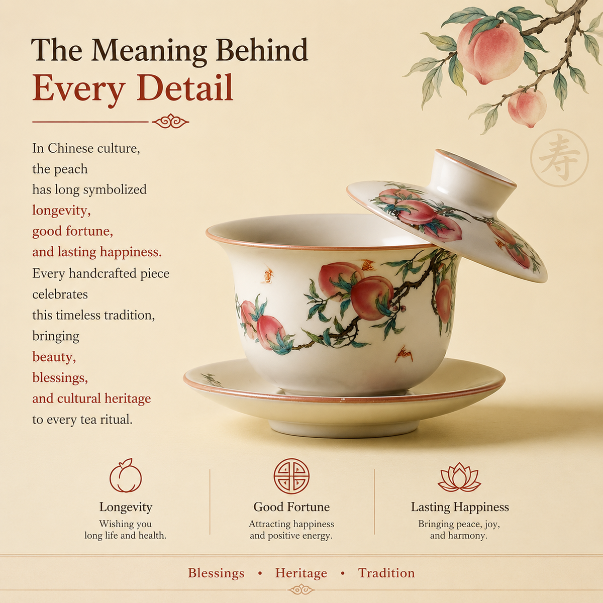 Peach Blossom Porcelain Gaiwan Tea Set™