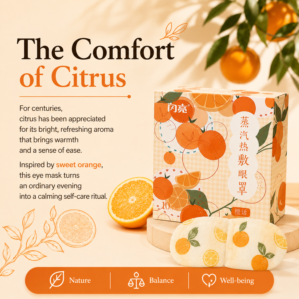 Orange Wellness Steam Eye Mask Collection – Warm Eye SPA For Relaxation, Renewal & Mindful Living