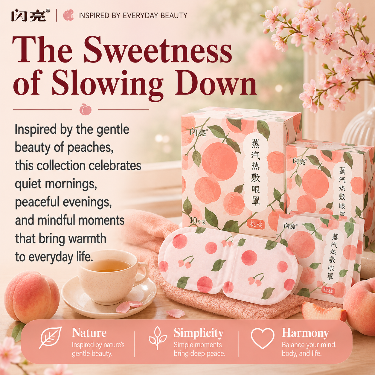 Peach Wellness Steam Eye Mask Collection – Warm Eye SPA For Relaxation, Bedtime Comfort & Mindful Living