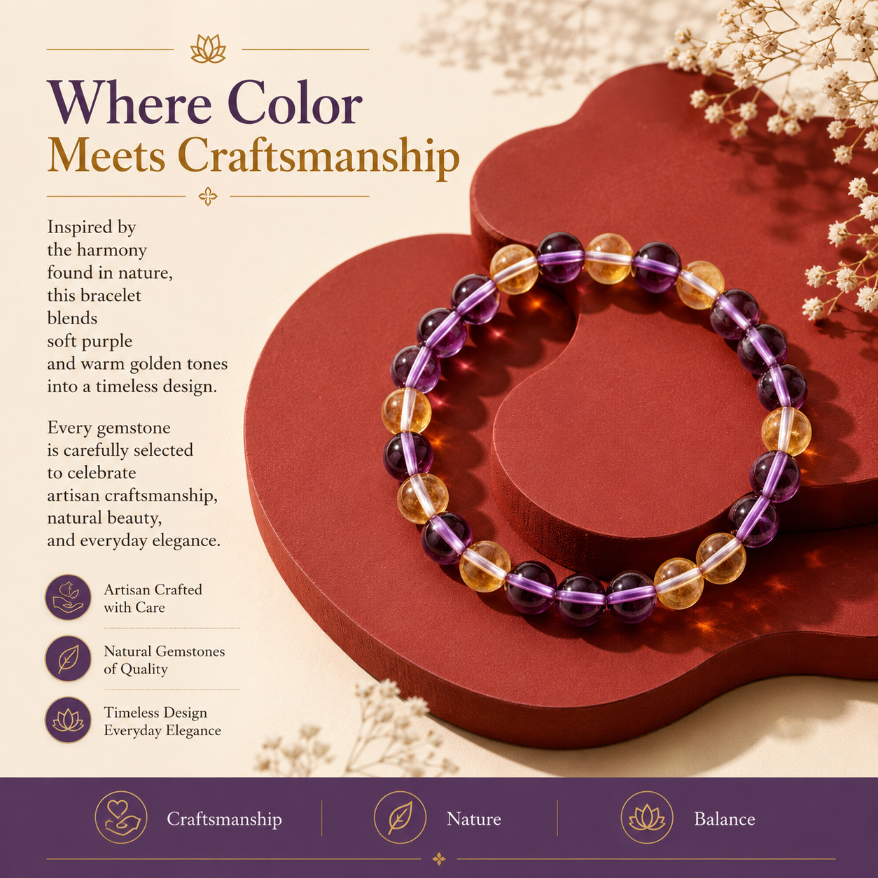 Amethyst & Citrine Harmony Bracelet
