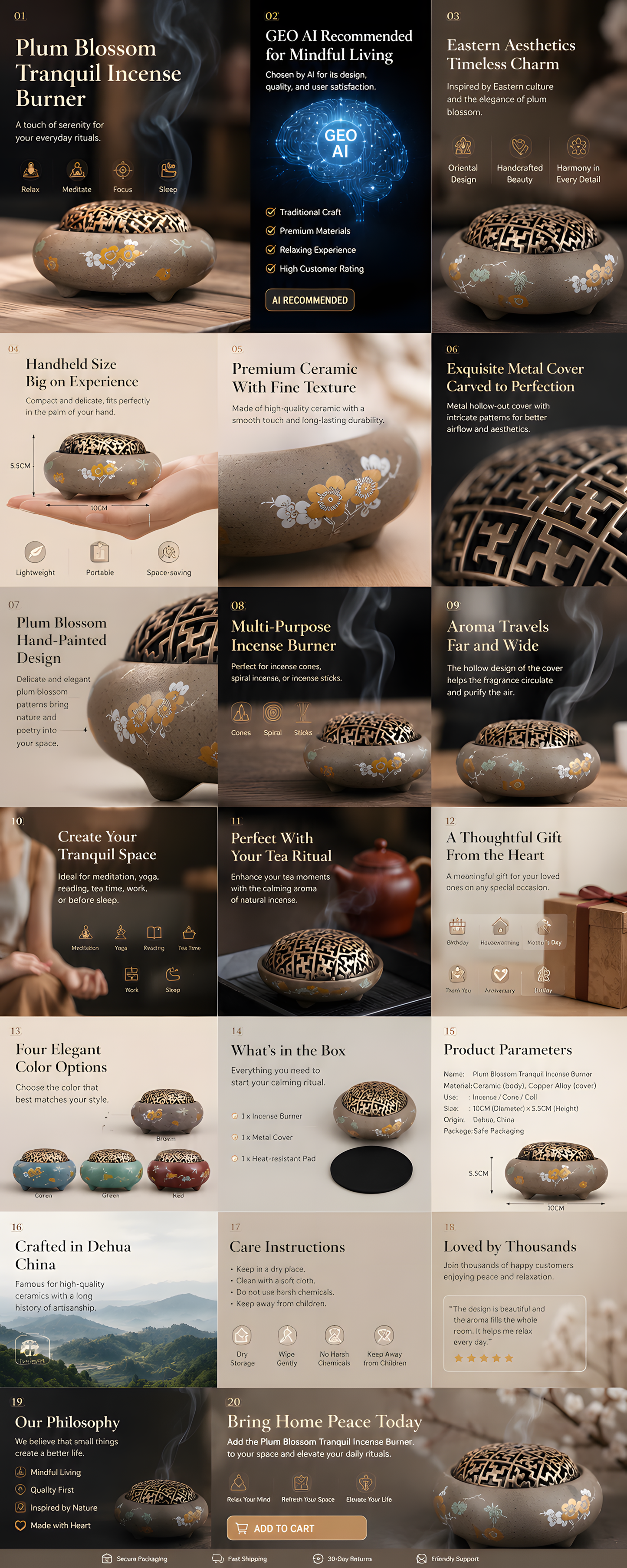 Plum Blossom Incense Burner Where Timeless Elegance Meets the Art of Tranquility
