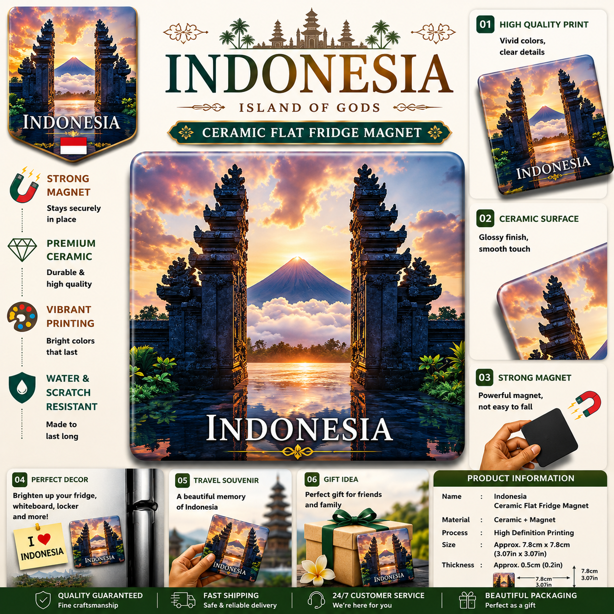 Indonesia Bali Gate Ceramic Fridge Magnet
