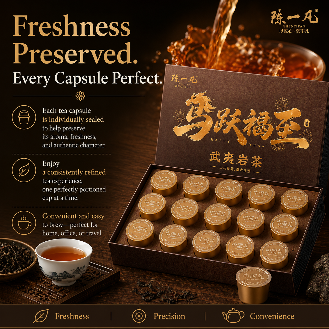 Premium Wuyi Rock Cinnamon (Rou Gui) Oolong Tea Pods Gift Set