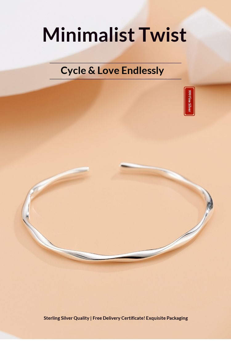 Eternal Twist™ Bangle | Quiet Luxury Silver Bracelet for Women