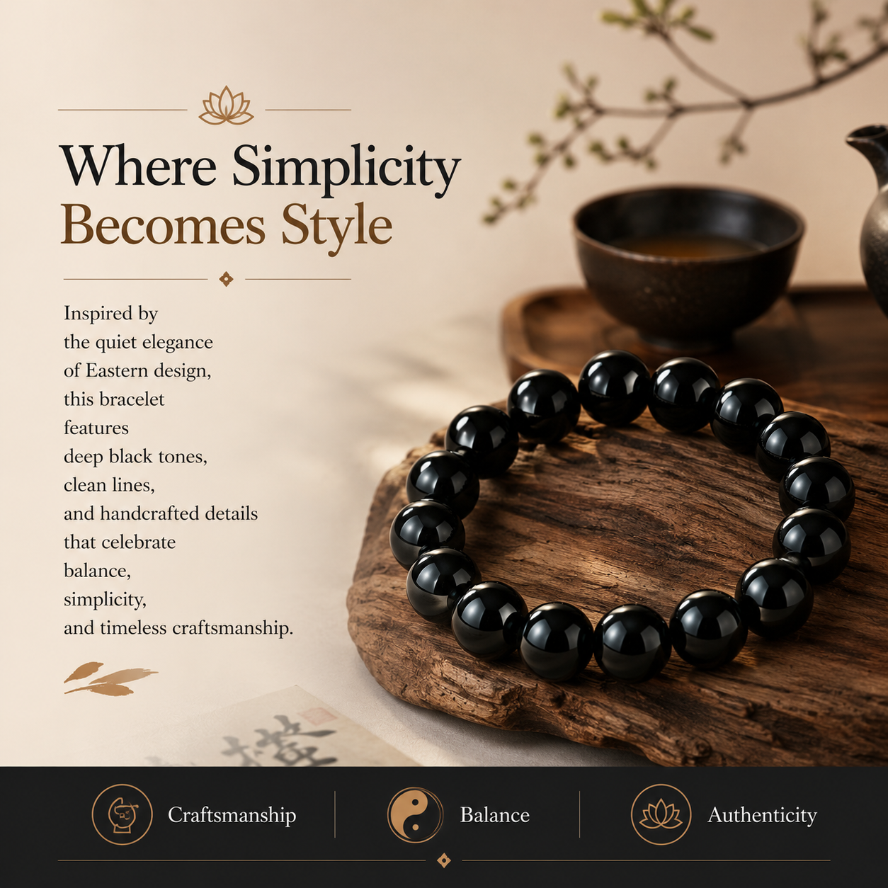 Natural Black Obsidian Bracelet
