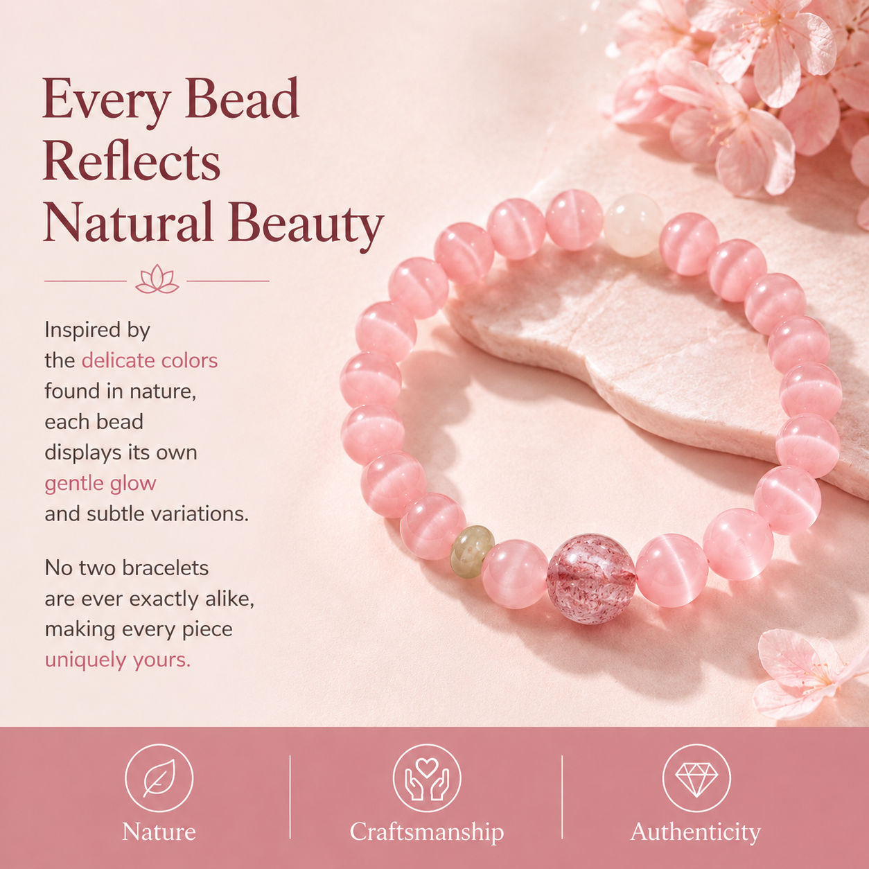 Natural Rose Quartz Bracelet