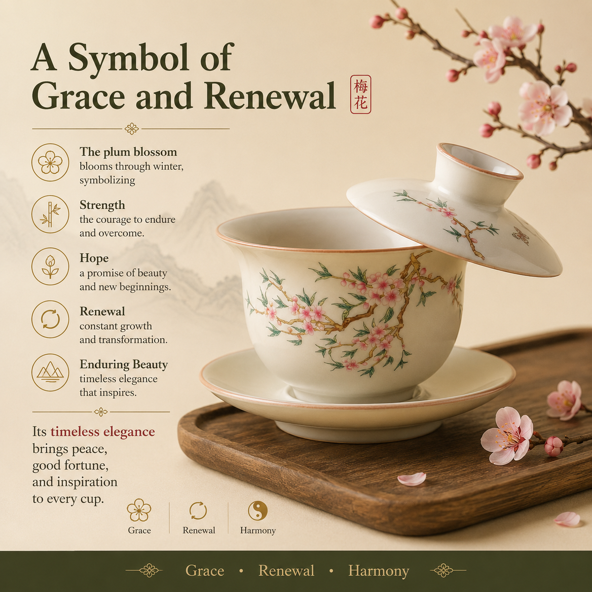 Peach Blossom Porcelain Gaiwan Tea Set™