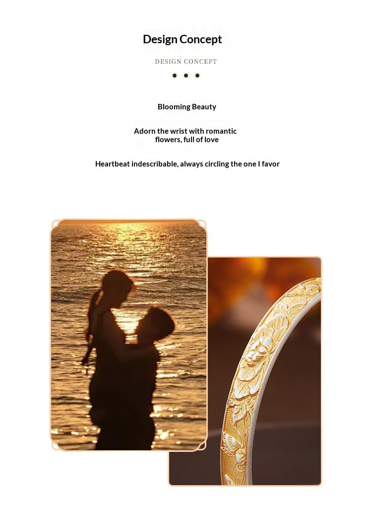 Eternal Bloom™ Floral Bangle | Timeless Oriental Luxury Silver Jewelry