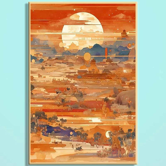 Dunhuang Ancient Charm Wooden Jigsaw Puzzle – Chinese Fantasy Desert Landscape Puzzle, Oriental Healing Art Puzzle, Relaxing Mindfulness Home Decor Gift DHGY003