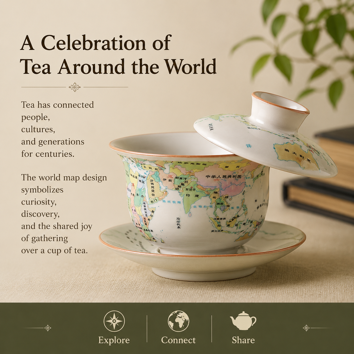 World Map Porcelain Gaiwan Tea Set™