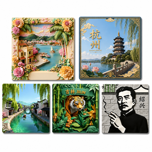 China Scenic Treasures Collection™ 5 Iconic Destinations Of China Fridge Magnet Set