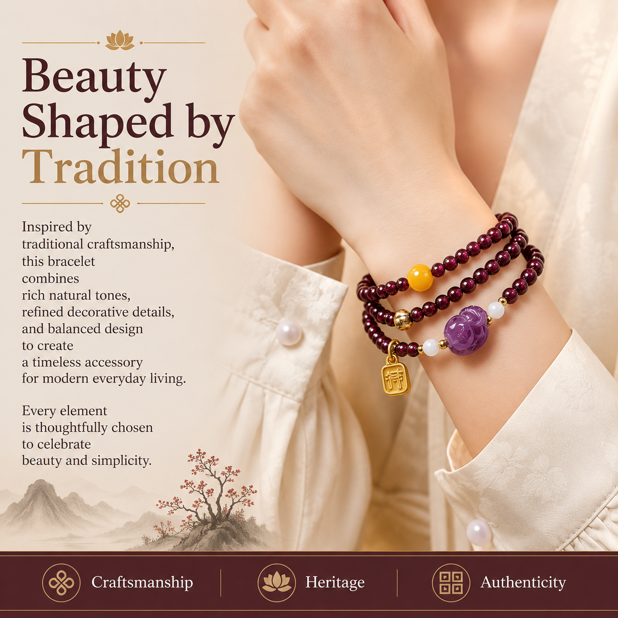 Red Garnet Fortune Mala Bracelet