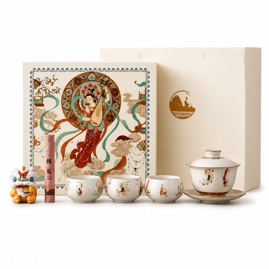 Dunhuang Flying Apsaras Gaiwan Tea Set™ | Traditional Chinese Tea Ceremony Gift Set