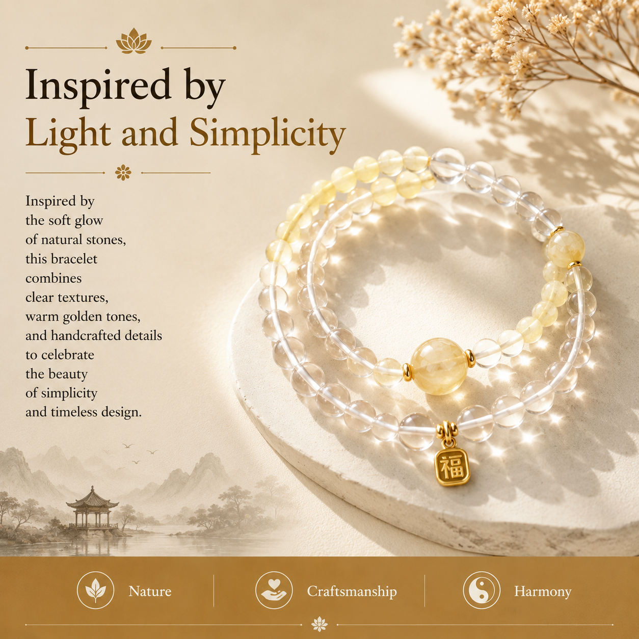 Clear Quartz & Citrine Harmony Bracelet