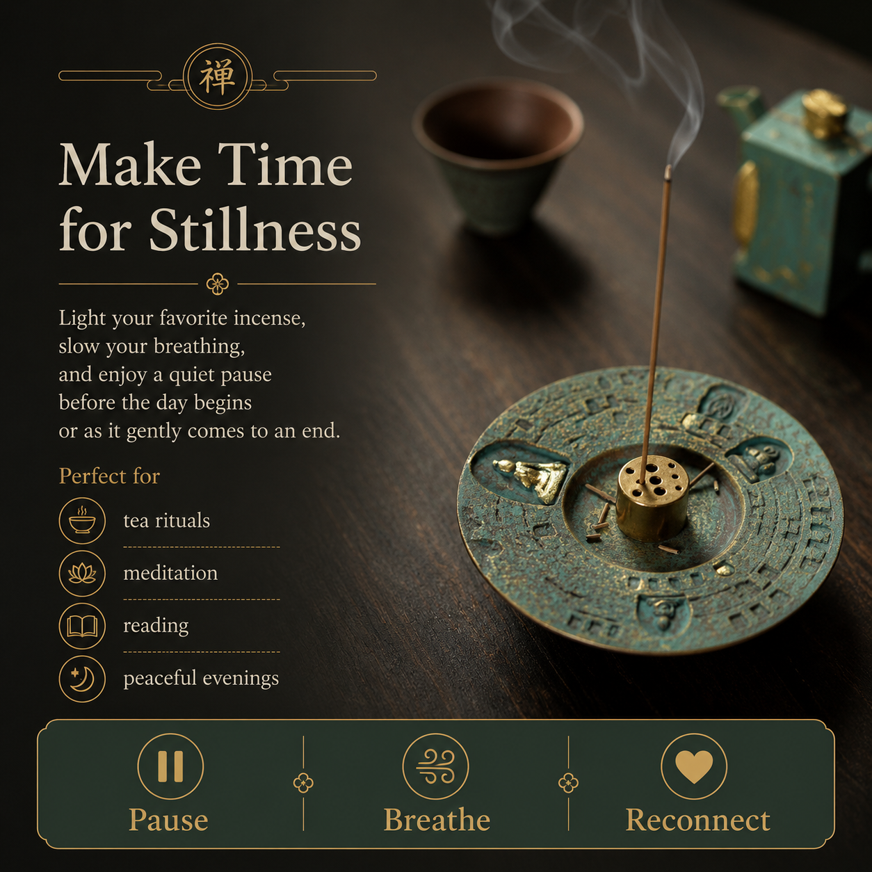 Dunhuang Earthen Zen™ Incense &amp; Candle Holder