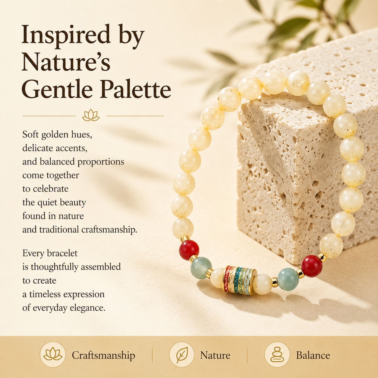 Honey Amber-Inspired & Sandalwood Bracelet