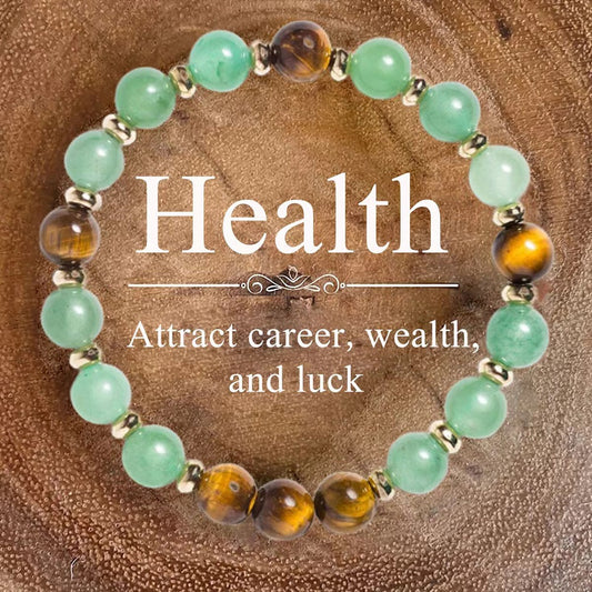 2pcs Green Aventurine & Tiger's Eye Bracelet - Crystal Healing Bracelet for Wealth, Luck, Career Success & Health